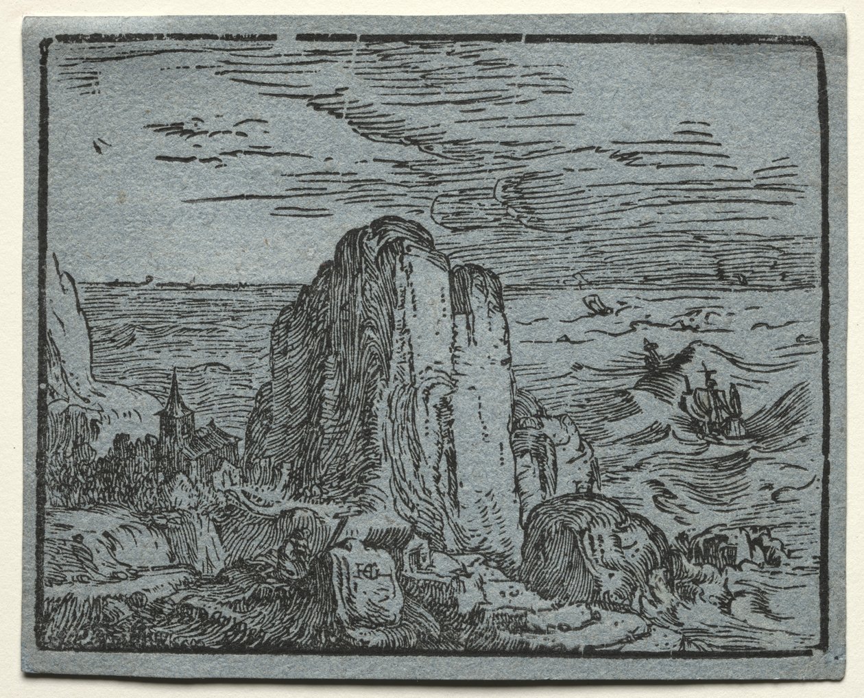 Neljä pientä maisemaa: No.4, Cliff on the Seashore tekijältä Hendrick Goltzius