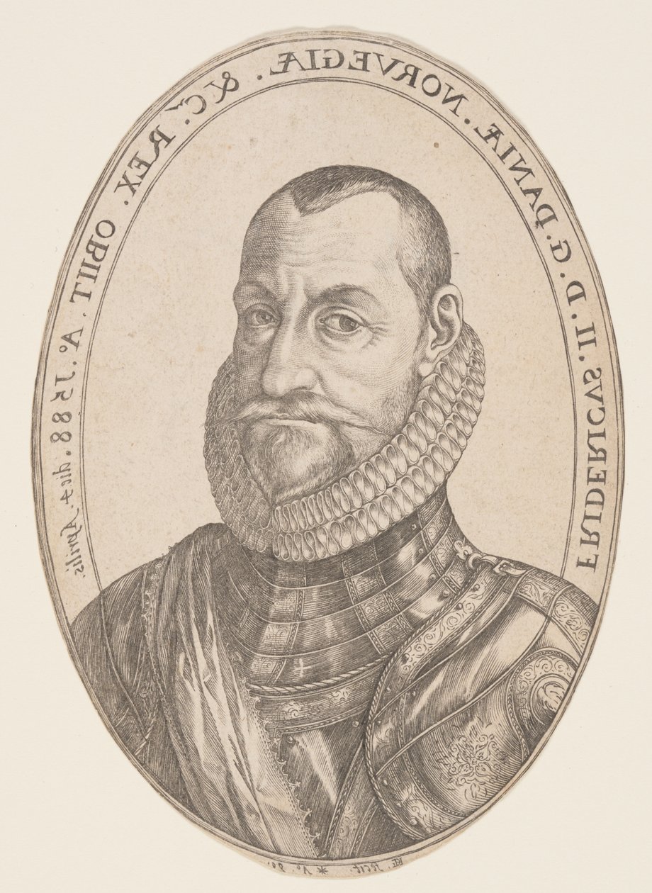 Fredrik II, Tanskan ja Norjan kuningas tekijältä Hendrick Goltzius