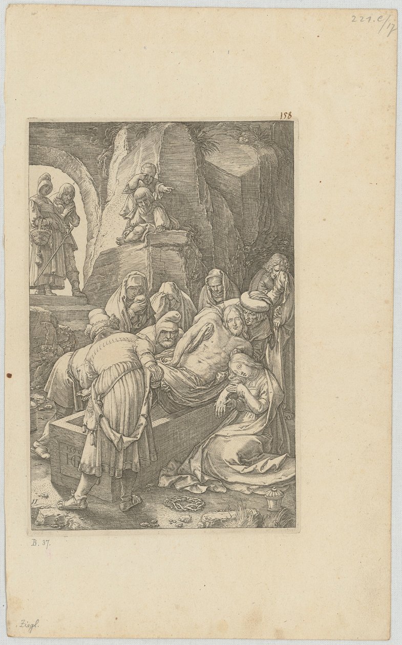 Hautajaiset, sarjan ”Die Passion” 11. jakso tekijältä Hendrick Goltzius