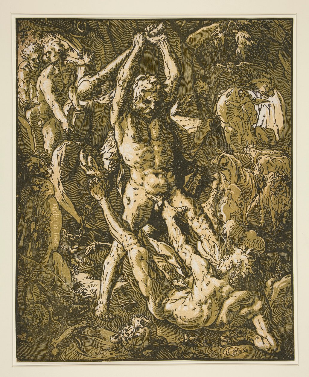 Hercules tappaa Cacuksen tekijältä Hendrick Goltzius
