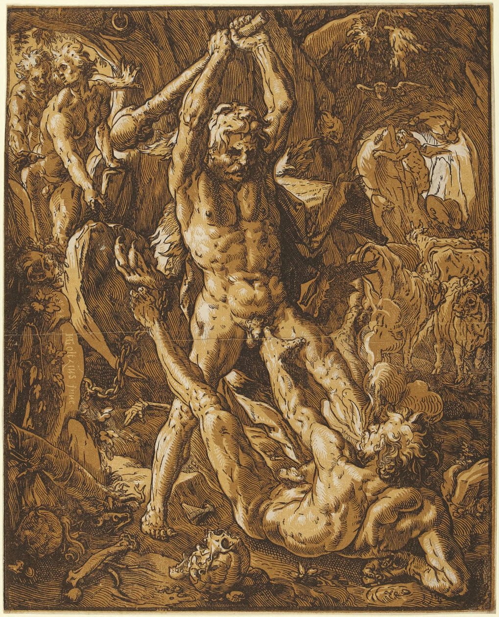 Herkules surmaa Cacuksen tekijältä Hendrick Goltzius