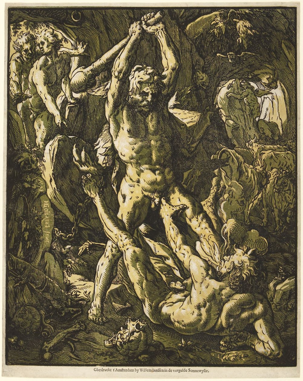 Herkules surmaa Cacuksen tekijältä Hendrick Goltzius