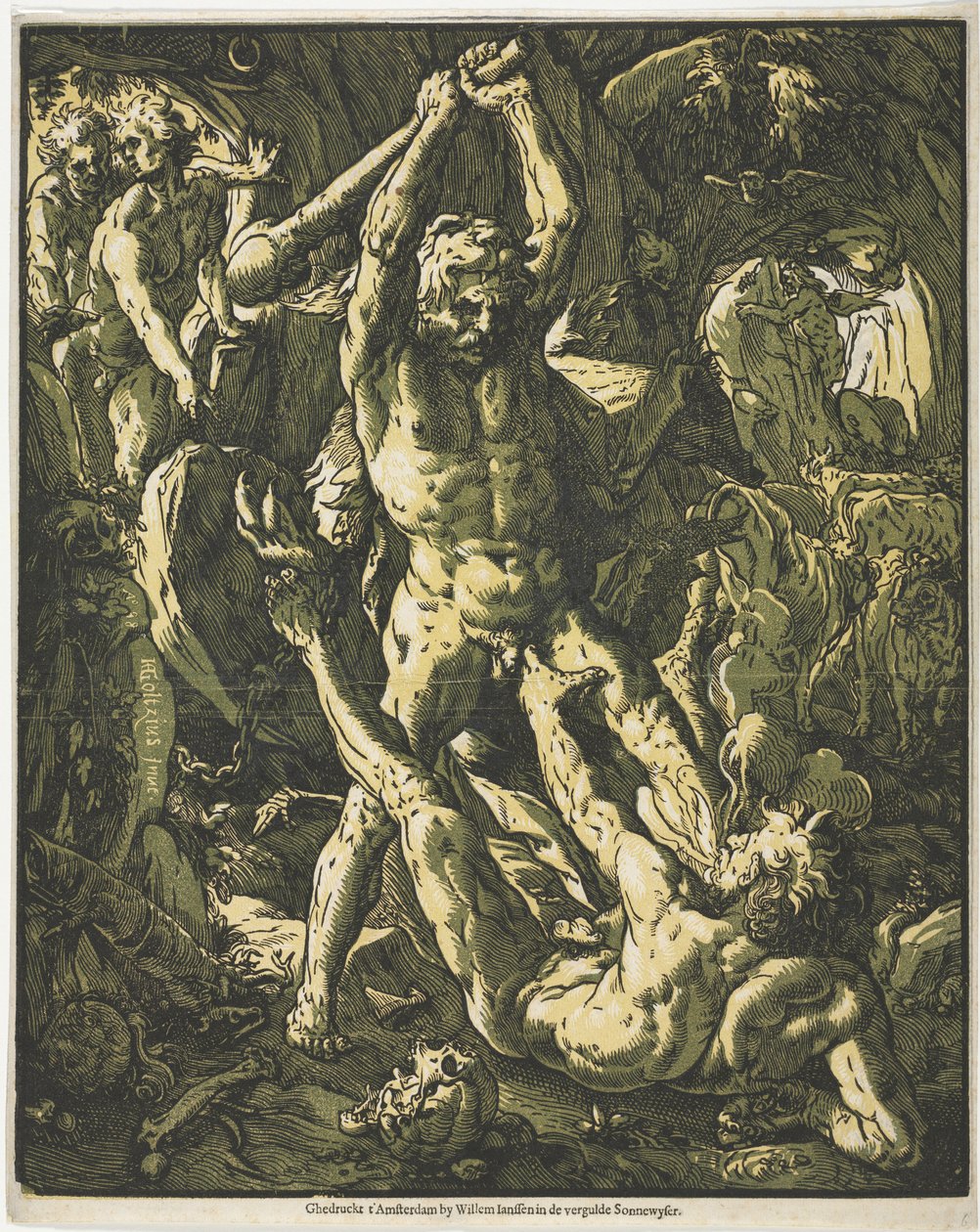 Herkules ja Cacus tekijältä Hendrick Goltzius