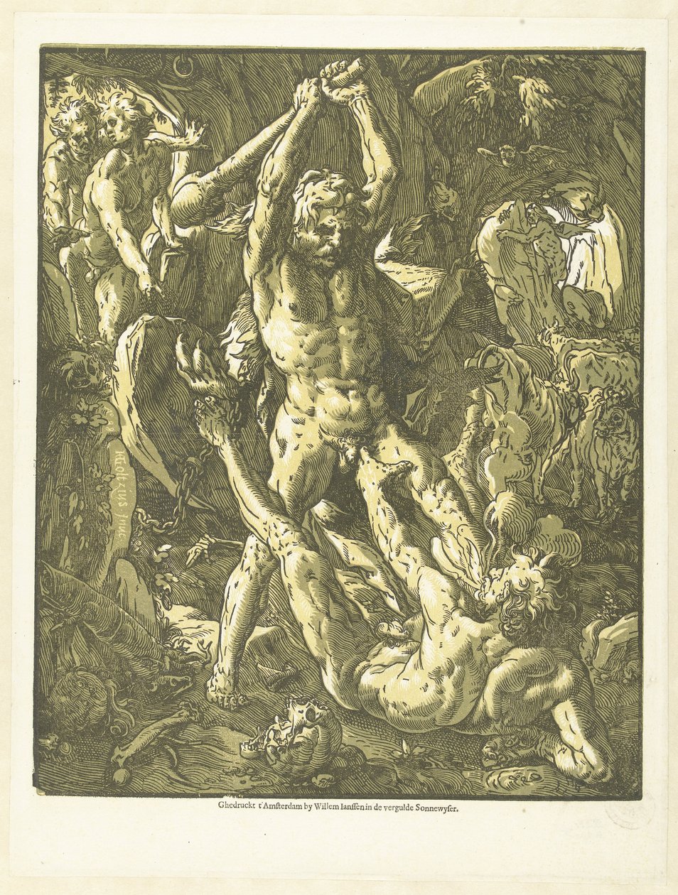 Hercules en Cacus tekijältä Hendrick Goltzius