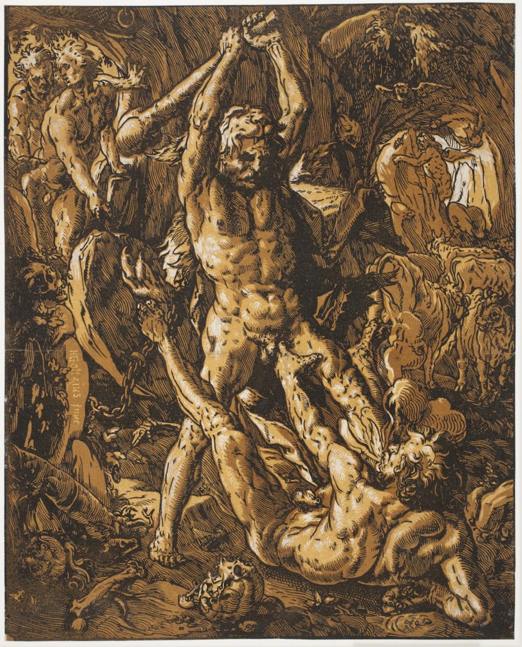 Hercules tappaa Cacuksen tekijältä Hendrick Goltzius