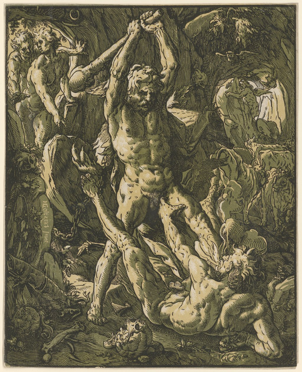 Herkules ja Cacus tekijältä Hendrick Goltzius