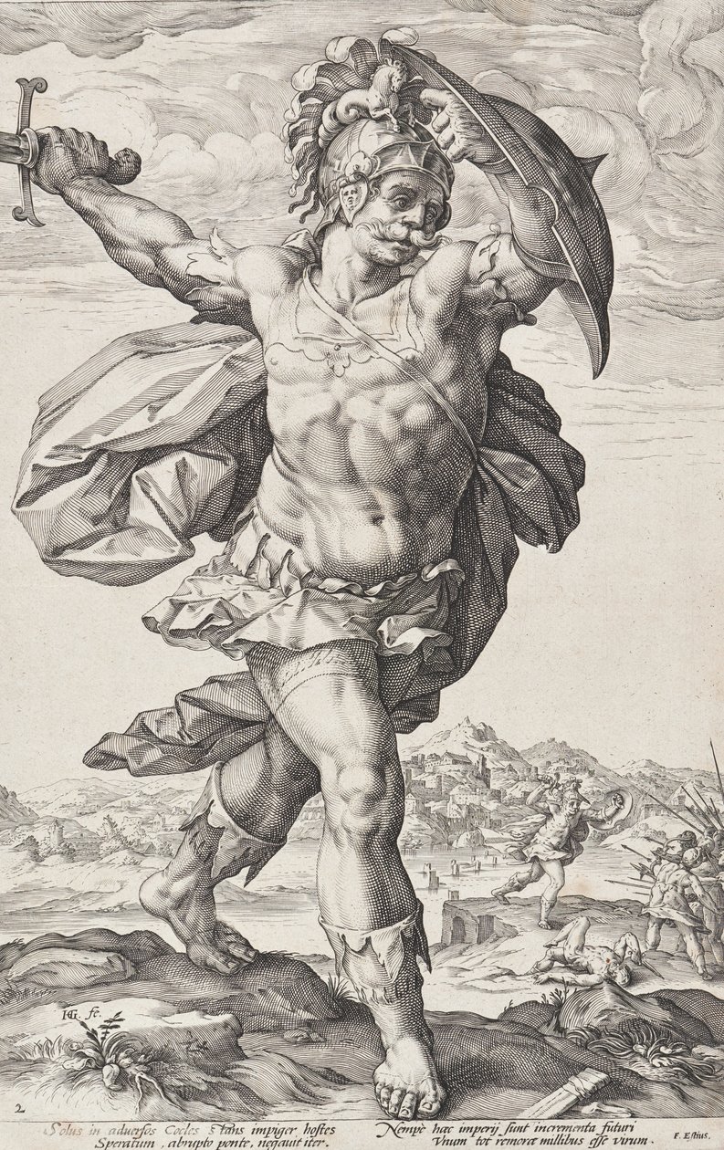 Horatius Cocles (Roomalaisia sankareita, lehti 2) tekijältä Hendrick Goltzius