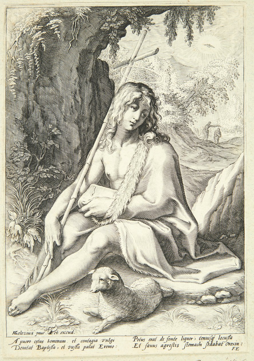 Johannes Kastaja erämaassa tekijältä Hendrick Goltzius
