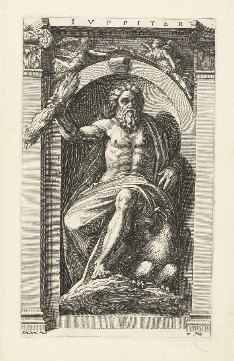Jupiter Jupiter (otsikko esineessä) Kahdeksan klassista jumalaa (sarjan nimi) tekijältä Hendrick Goltzius