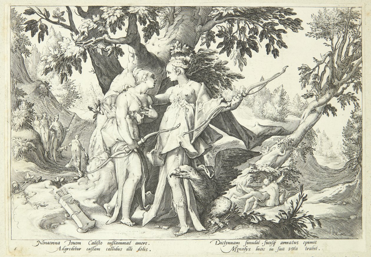 Dianaksi naamioitunut Jupiter viettelee Kalliston tekijältä Hendrick Goltzius