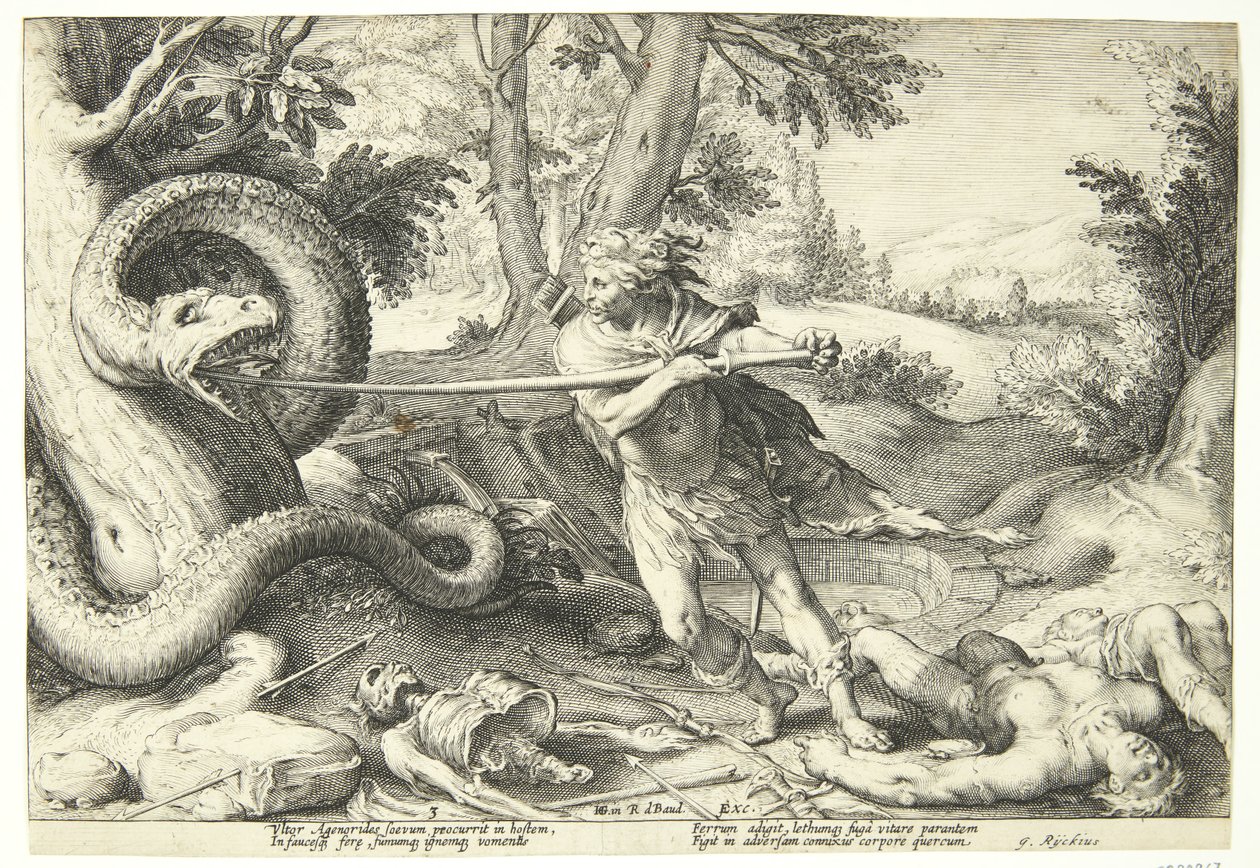 Cadmus tappaa lohikäärmeen tekijältä Hendrick Goltzius