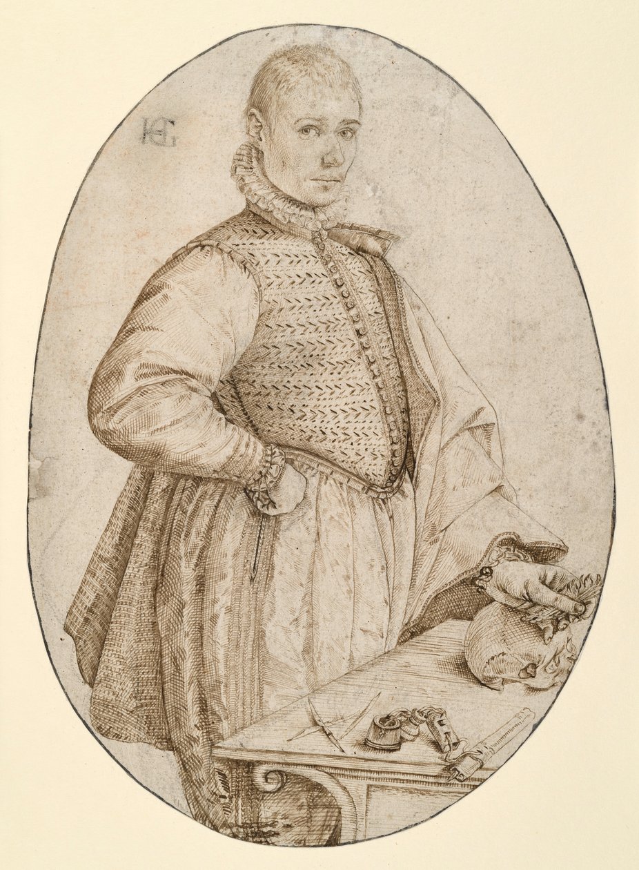 Nuoren miehen polvikuva oikealle (Gysbrecht van Batenburg) tekijältä Hendrick Goltzius