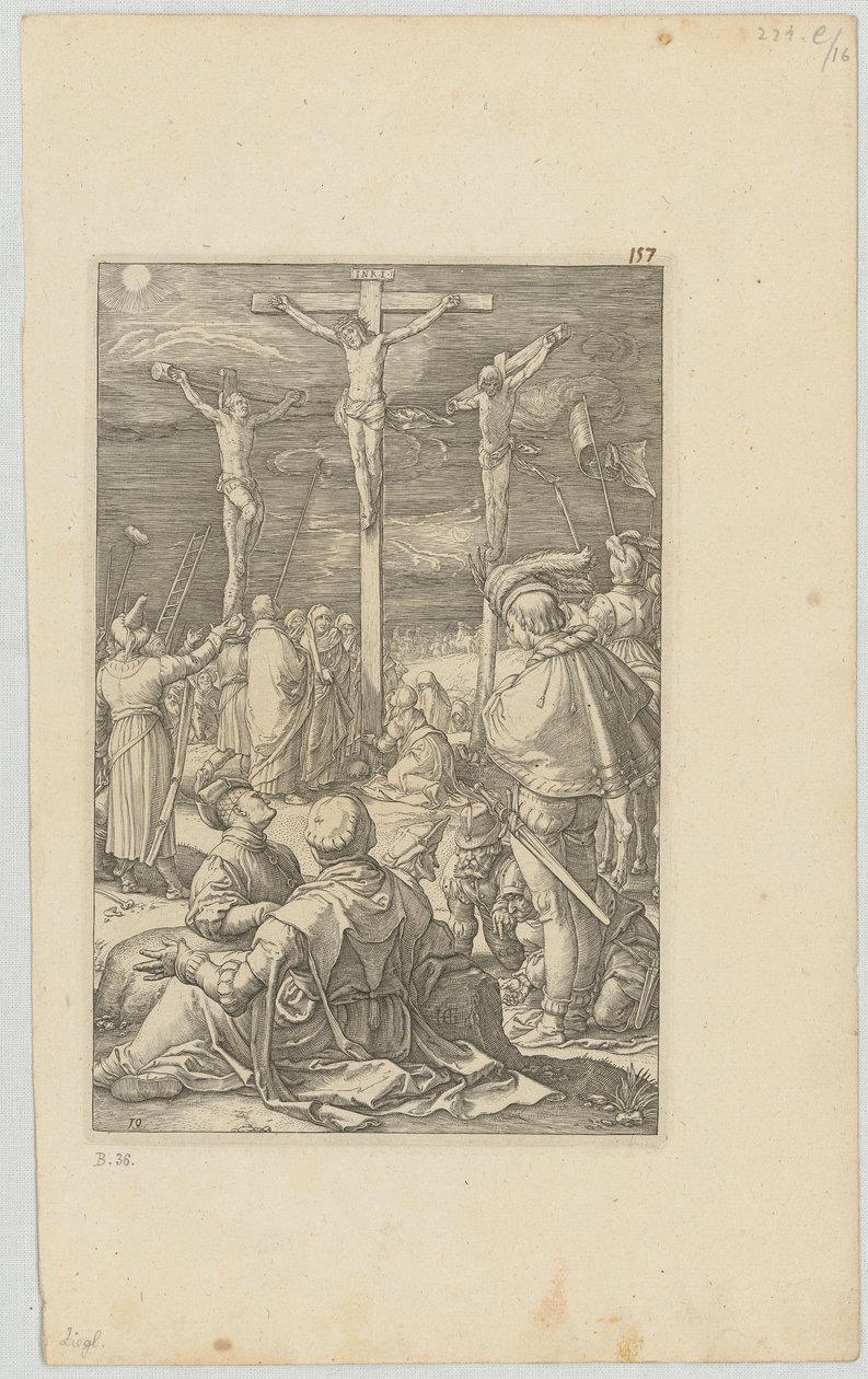 Ristiinnaulitseminen, sarjan ”Die Passion” 10. lehti tekijältä Hendrick Goltzius