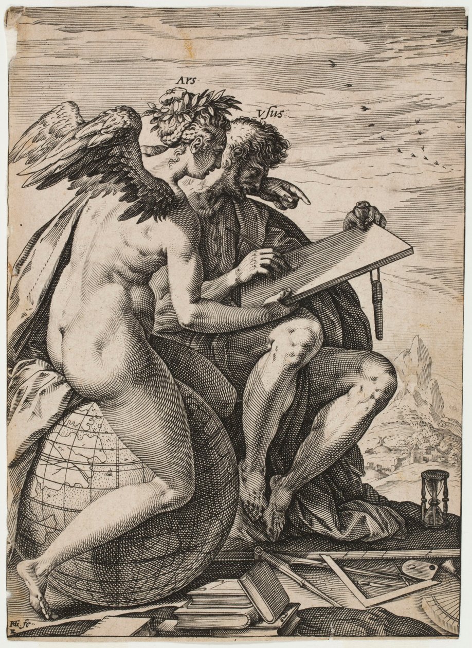 Taide ja käytäntö (Ars, Usus) tekijältä Hendrick Goltzius