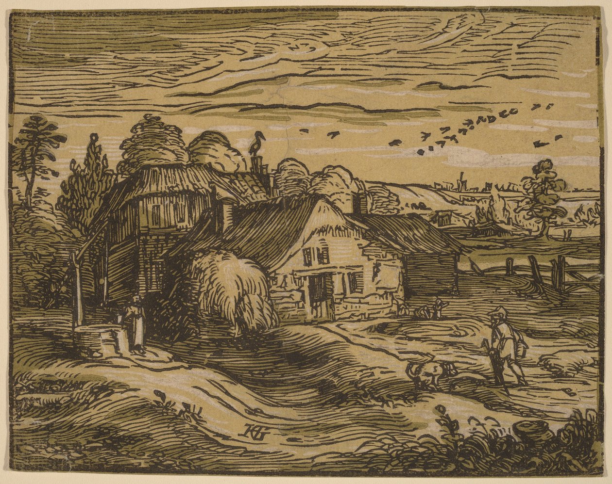 Maisema ja maalaistalo tekijältä Hendrick Goltzius