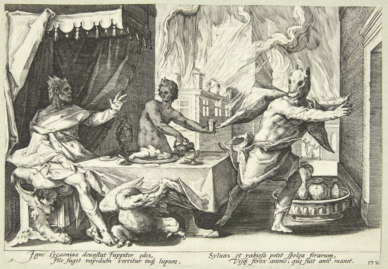 Lykaon muuttuu sudeksi tekijältä Hendrick Goltzius