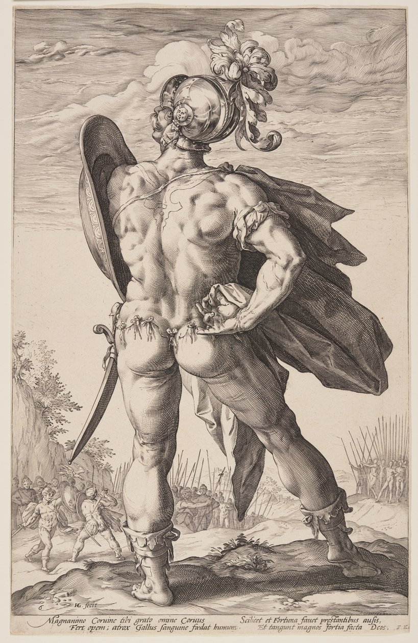 Marcus Valerius Corvus, roomalaisista sankareista. tekijältä Hendrick Goltzius