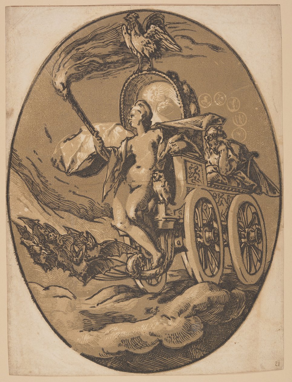 Nox, jumaluuskirjasta The Deities tekijältä Hendrick Goltzius