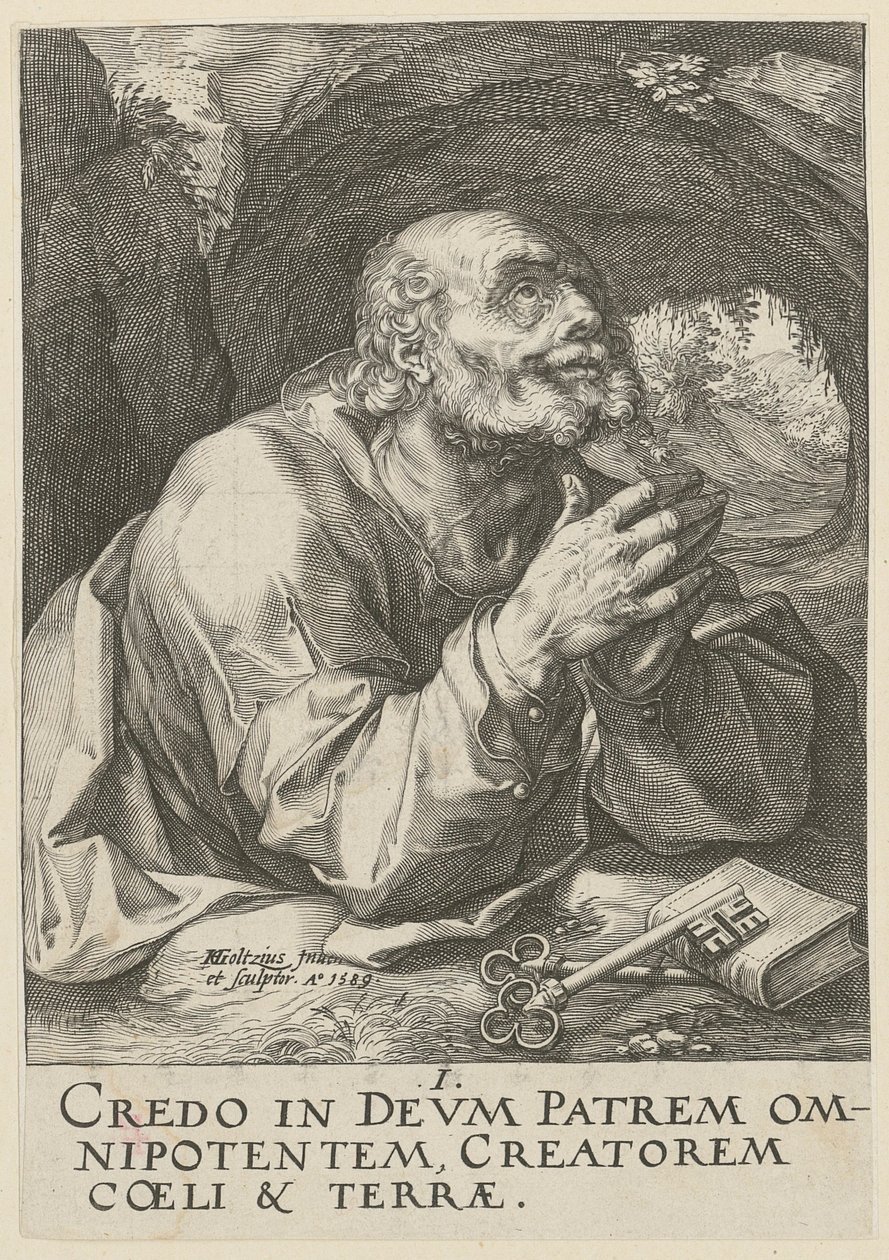 Petrus, sarjan ”Kristus, kaksitoista apostolia ja Paavali” 1. sivu tekijältä Hendrick Goltzius