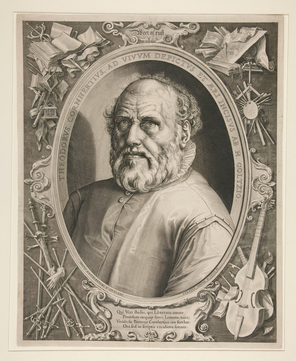 Dirck Volckertszoon Coornhertin (1522-1590) muotokuva tekijältä Hendrick Goltzius