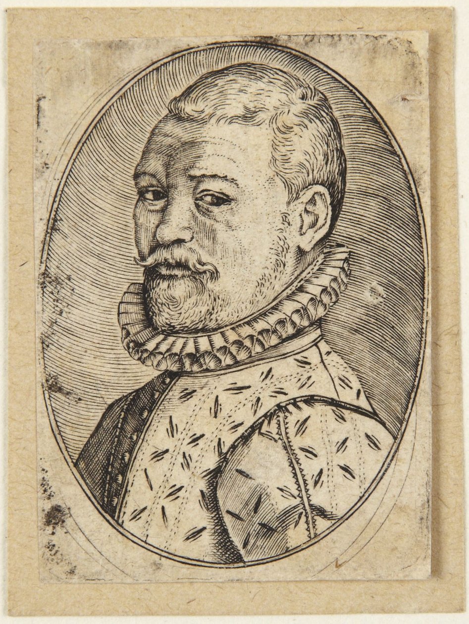 Vasemmalle kääntyneen miehen muotokuva tekijältä Hendrick Goltzius