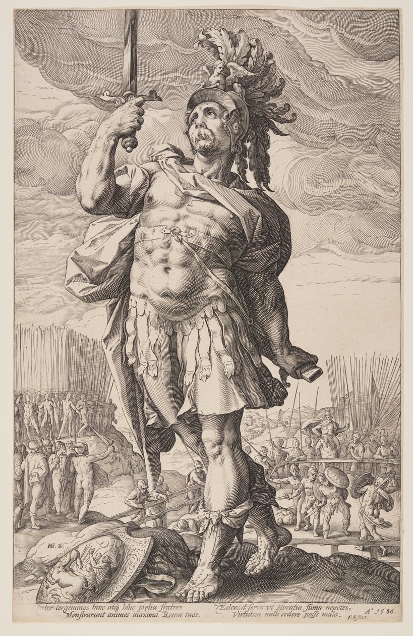 Publius Horatius, teoksesta Roomalaiset sankarit tekijältä Hendrick Goltzius