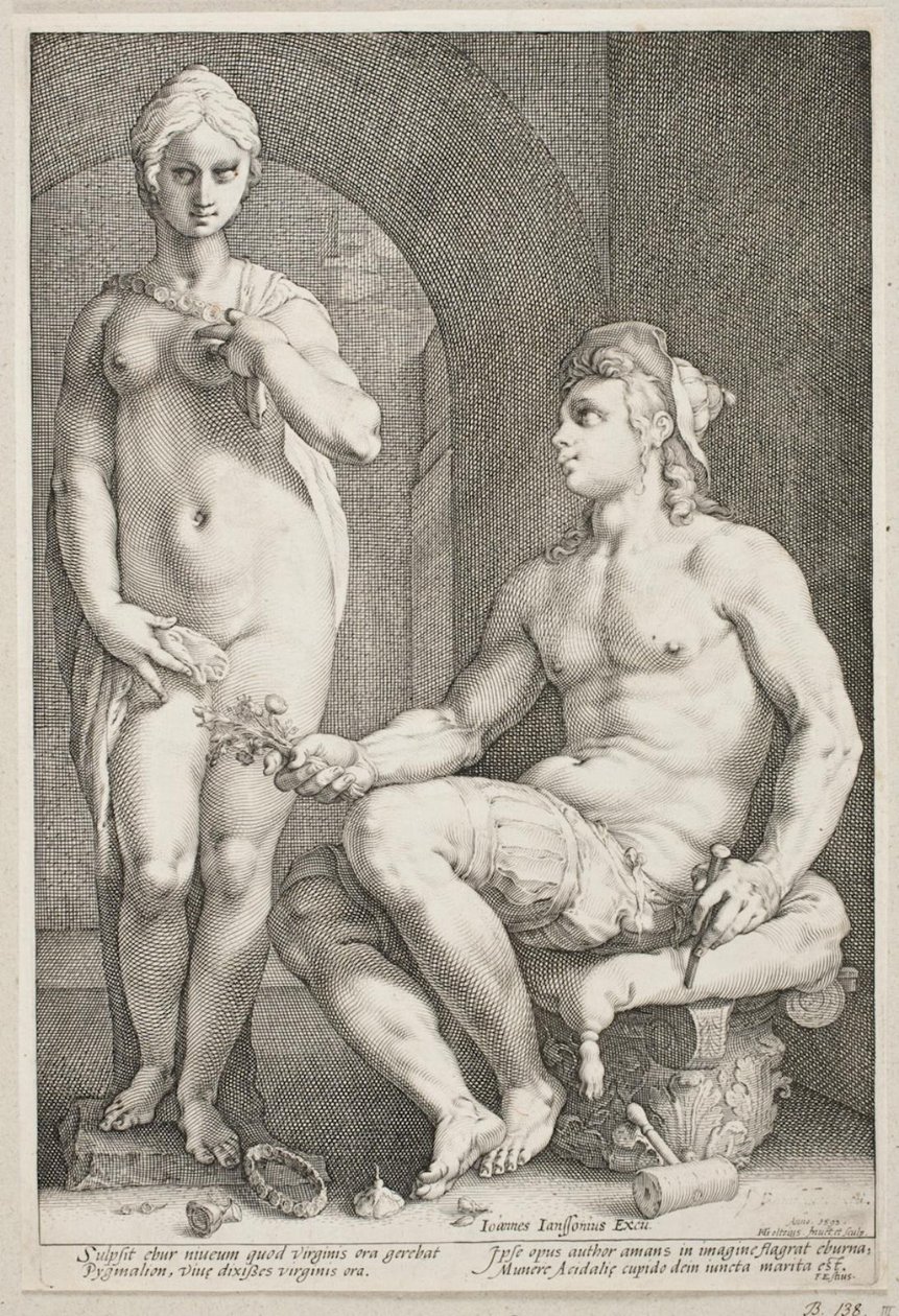 Pygmalion ja Galatea tekijältä Hendrick Goltzius