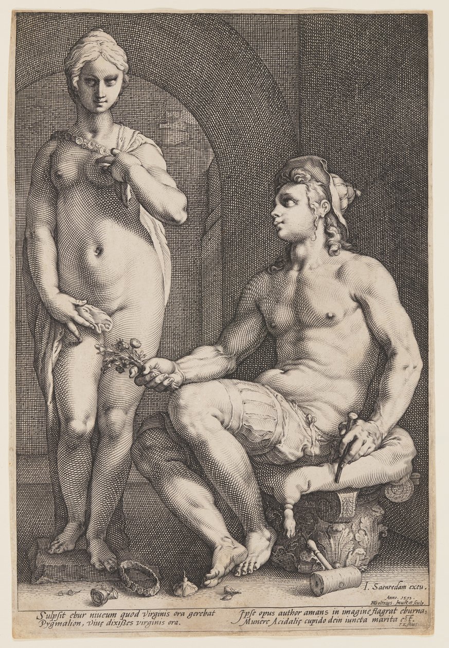 Pygmalion ja Galatea tekijältä Hendrick Goltzius