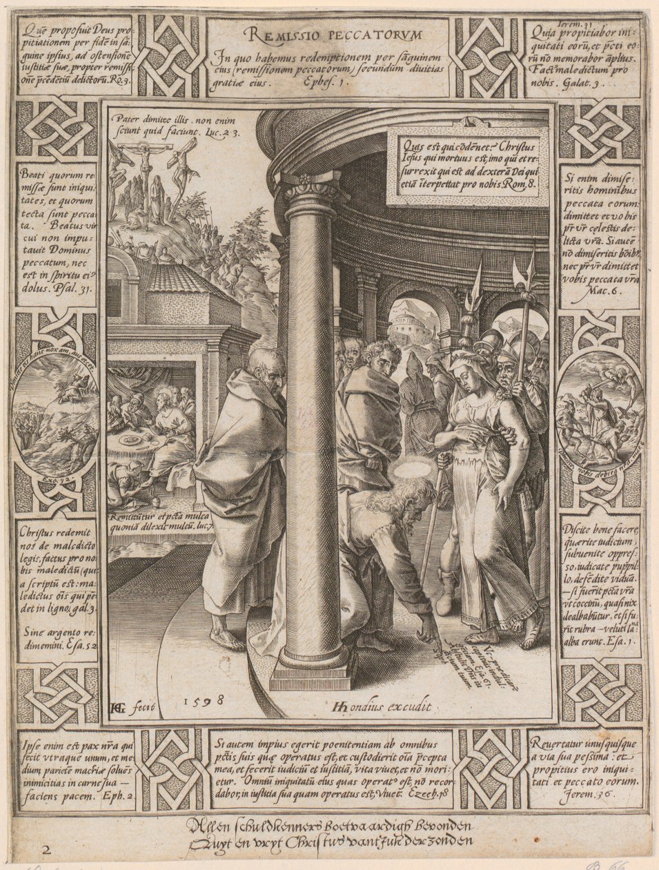 Remissio Peccatorum, sarjan ”Kristillisen uskon allegoriat” 2. arkki tekijältä Hendrick Goltzius