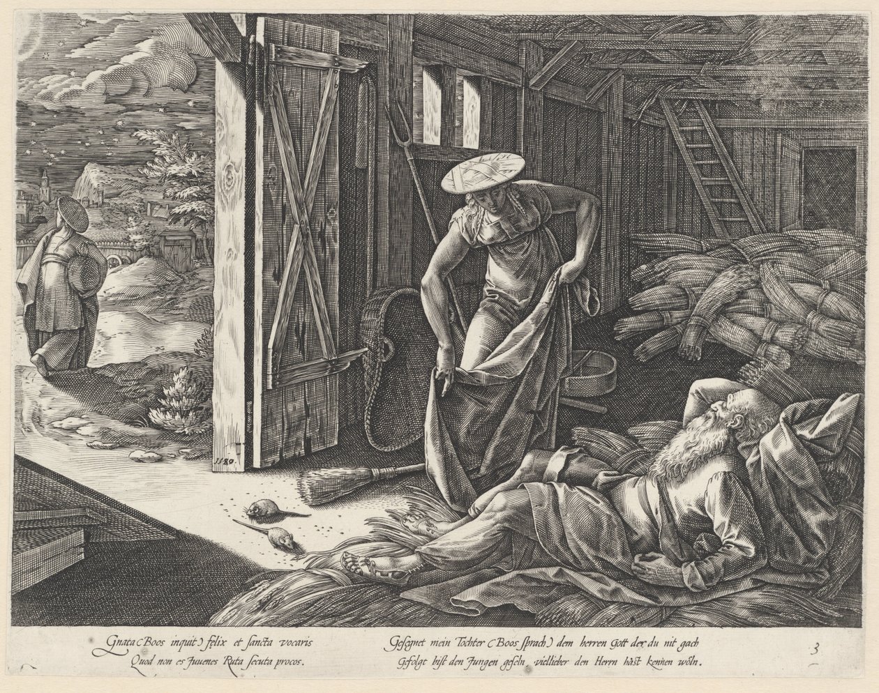 Ruth ja Boas viljamakasiinissa Ruthin historia (sarjan nimi) tekijältä Hendrick Goltzius