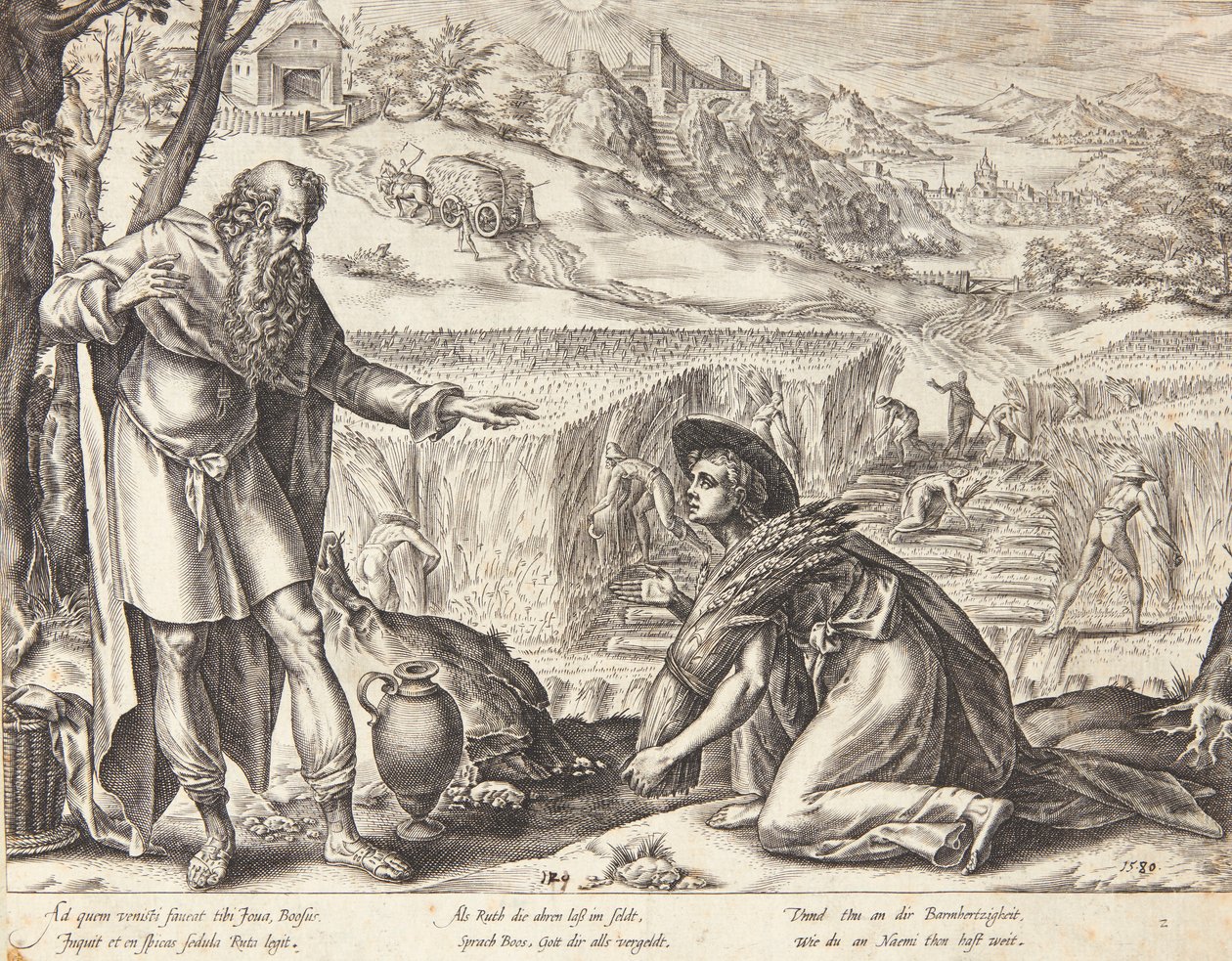 Ruut poimii tähkiä Boasin pelloilla tekijältä Hendrick Goltzius