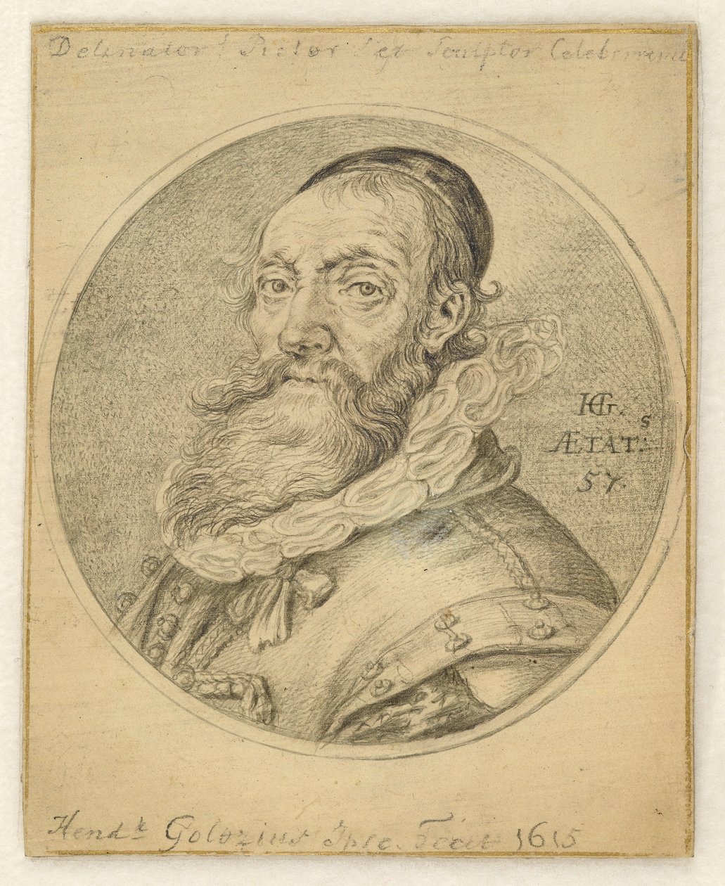 Omakuva. Ympyrä suorakulmion sisällä tekijältä Hendrick Goltzius