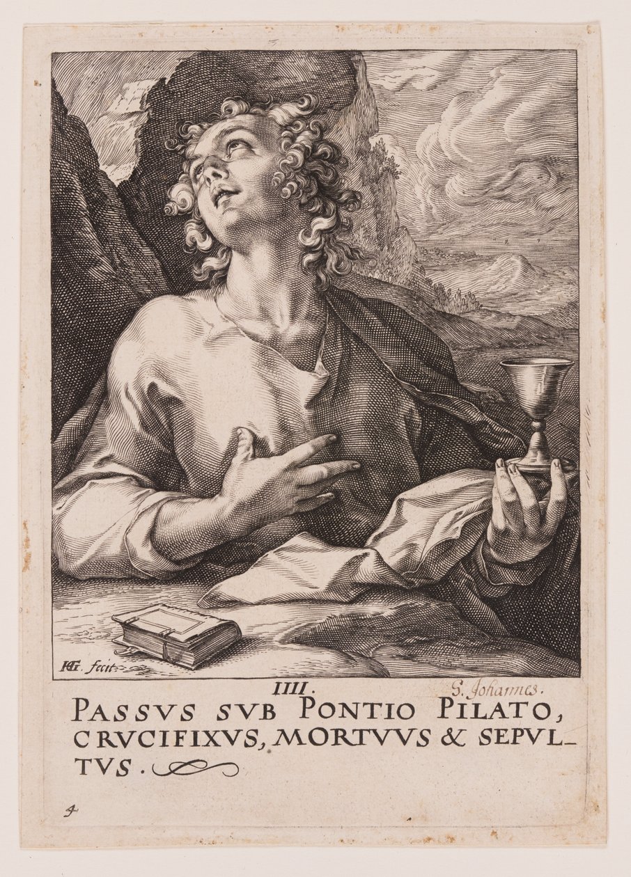 Johannes, Kristuksesta, apostoleista ja Paavalista uskontunnustuksen kanssa. tekijältä Hendrick Goltzius