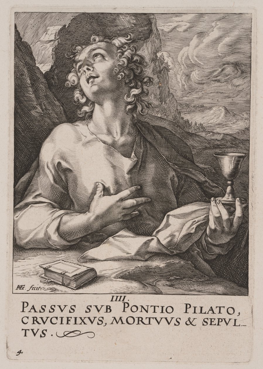 Johannes, Kristuksesta, apostoleista ja Paavalista uskontunnustuksen kanssa. tekijältä Hendrick Goltzius
