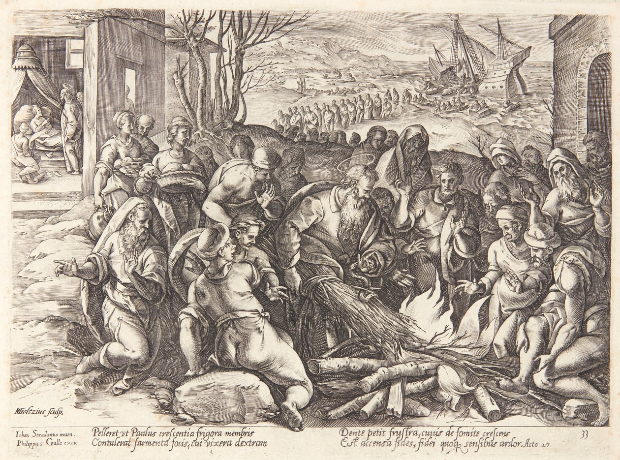 Kyykäärme puree pyhää Paavalia tekijältä Hendrick Goltzius