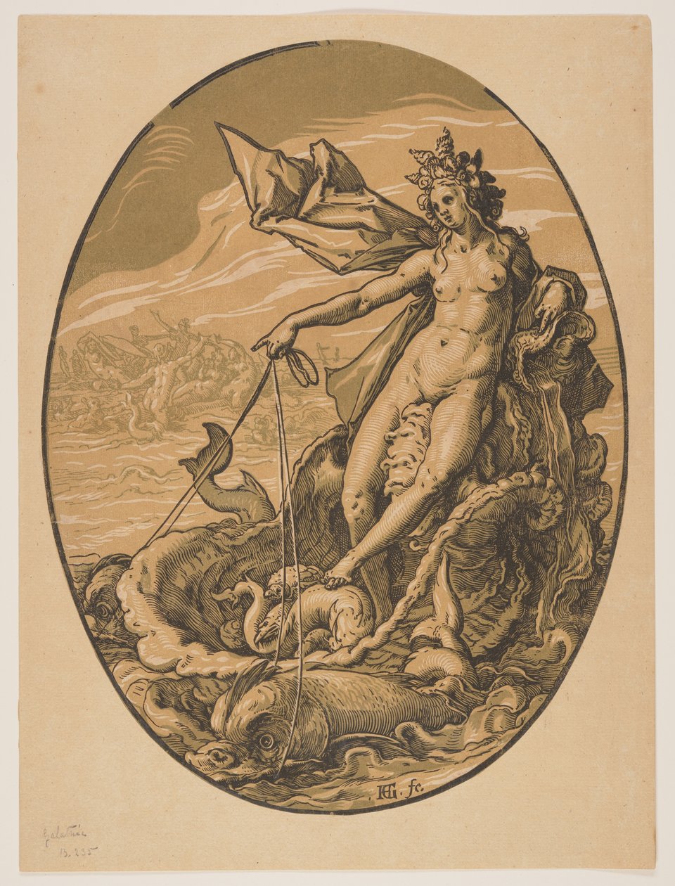 Tethys, alkaen Jumaluudet tekijältä Hendrick Goltzius