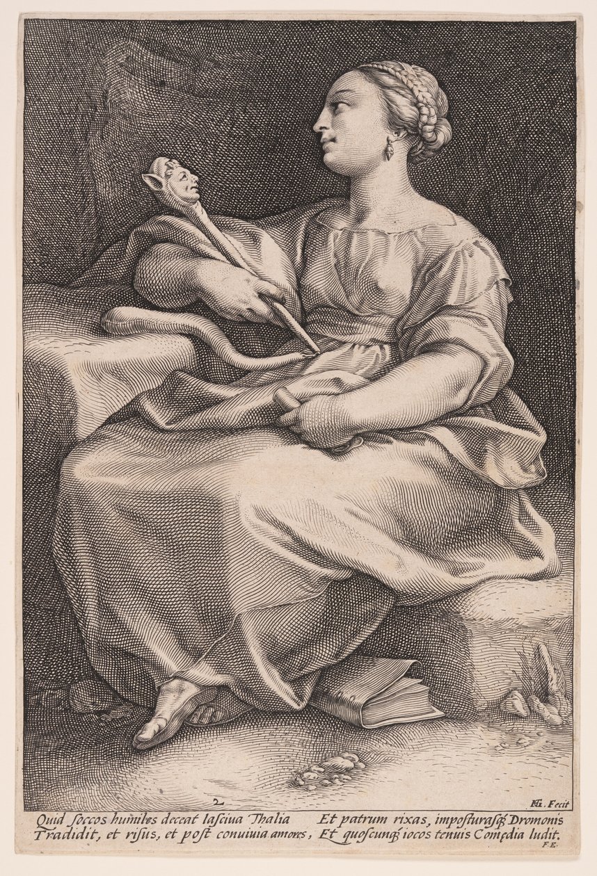 Thalia, komedian muusa, elokuvasta Yhdeksän muusaa. tekijältä Hendrick Goltzius