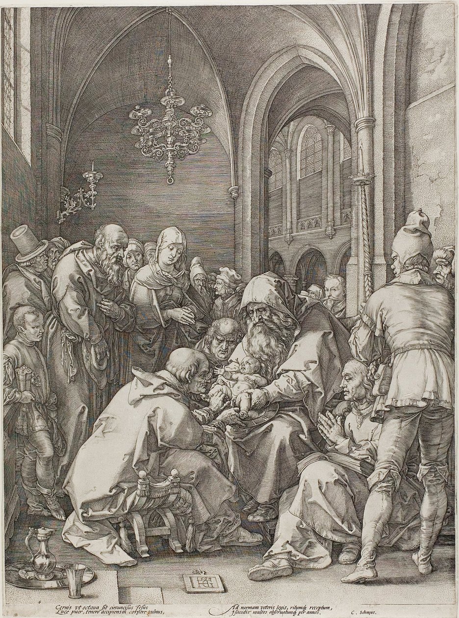 Ympärileikkaus, levy neljä kirjasta The Birth and Early Life of Christ tekijältä Hendrick Goltzius