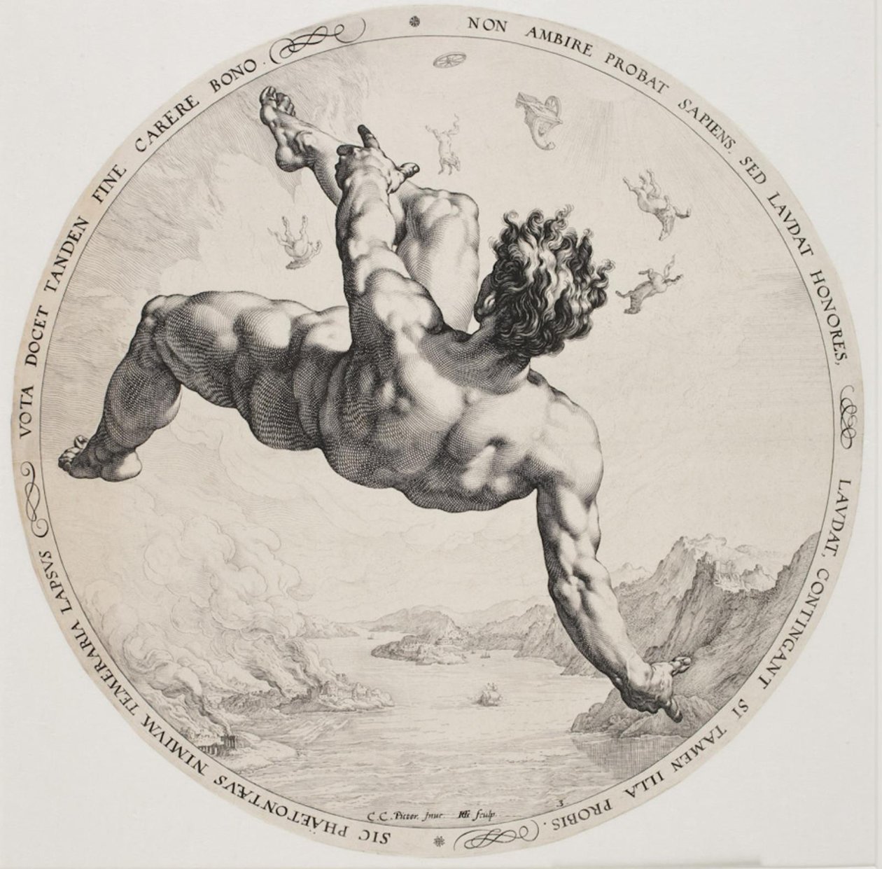 Neljä häpeällistä - Phaeton tekijältä Hendrick Goltzius