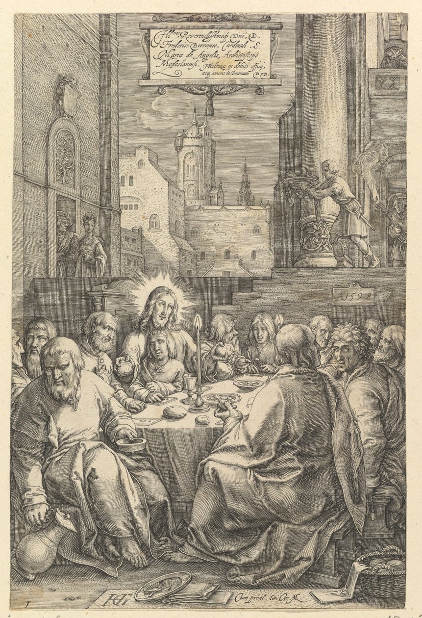 ”Viimeinen ehtoollinen”, elokuvasta ”Kristuksen kärsimyskertomus” tekijältä Hendrick Goltzius