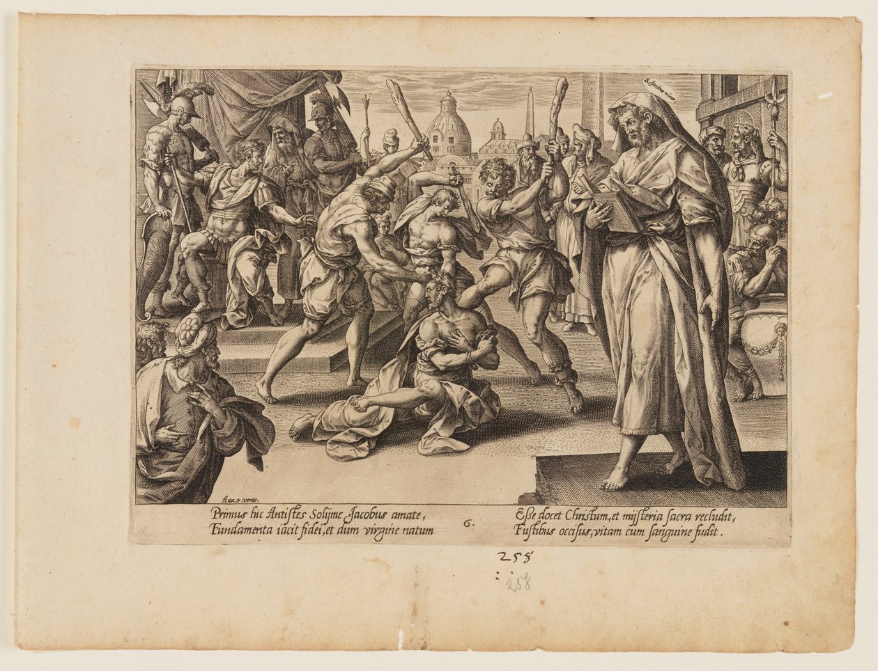 Pyhän Jaakob Lesserin marttyyrikuolema, Kristuksen ja apostolien marttyyrikuolemasta. tekijältä Hendrick Goltzius