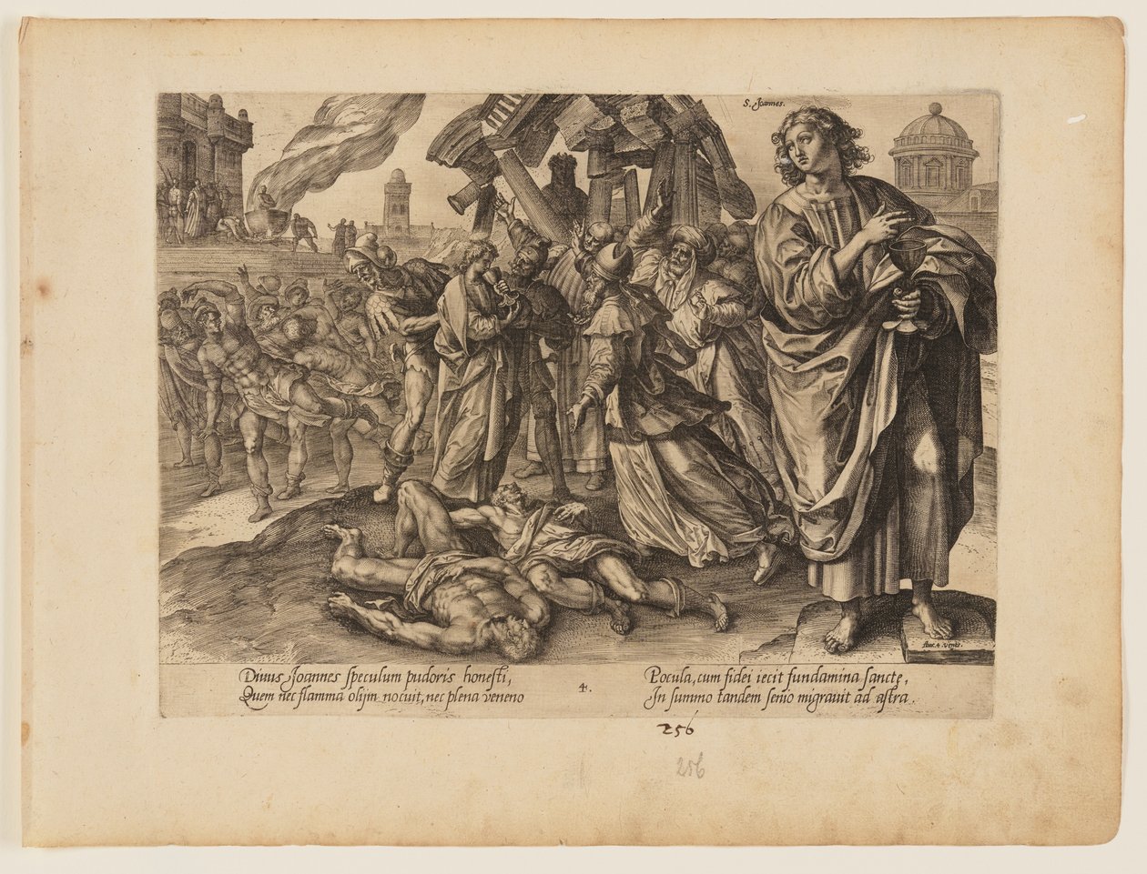 Pyhän Johanneksen marttyyrikuolema, Kristuksen ja apostolien marttyyrikuolemasta. tekijältä Hendrick Goltzius