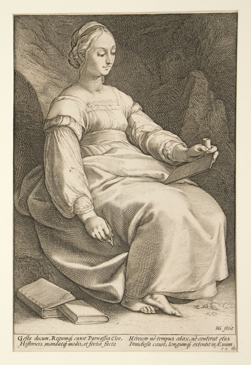 Yhdeksän muusaa: Clio, #4 9:n sarjassa tekijältä Hendrick Goltzius