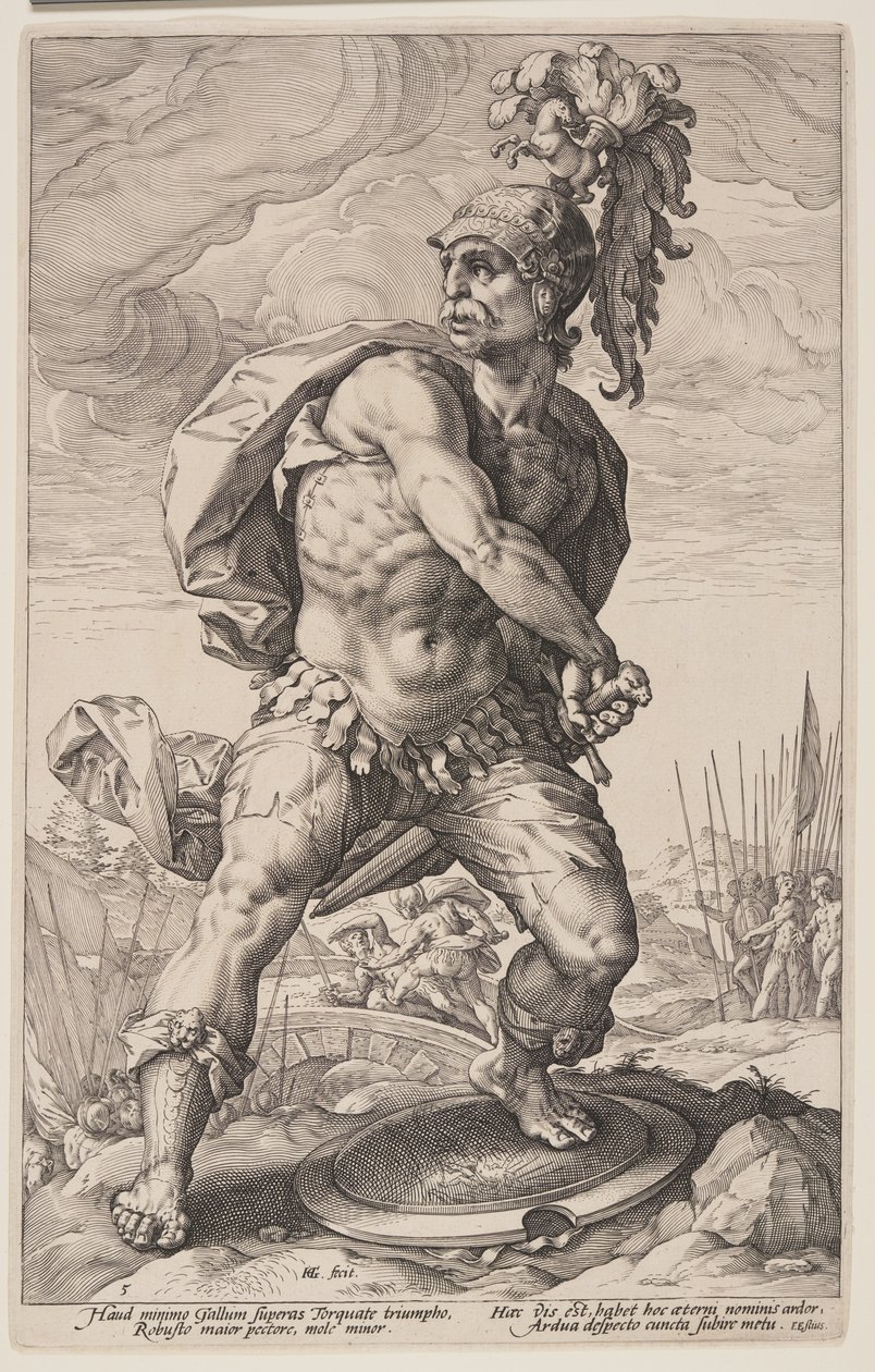 Titus Manlius Torquatus, roomalaisista sankareista. tekijältä Hendrick Goltzius