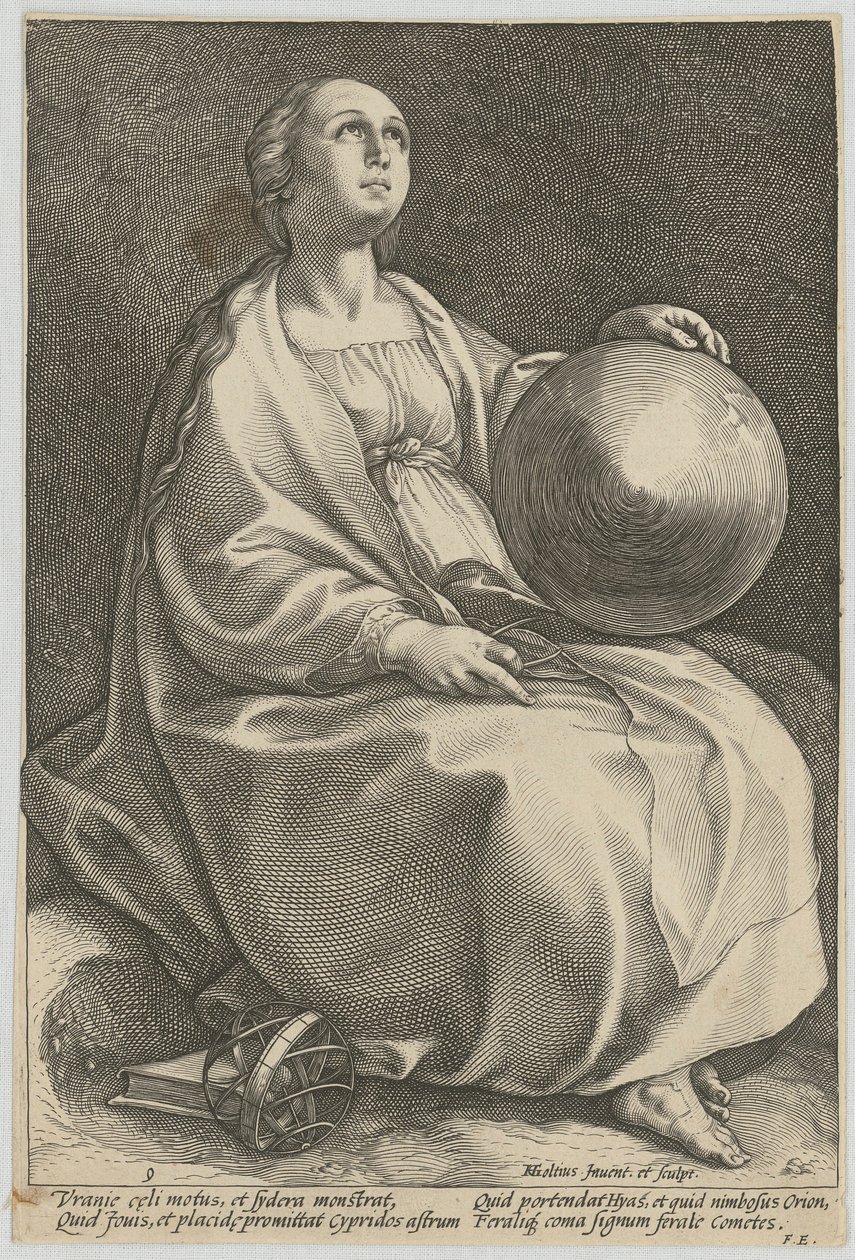 Urania, sarjan ”Yhdeksän muusa” 9. numero tekijältä Hendrick Goltzius