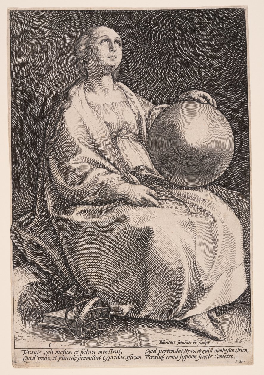 Urania, Tähtitieteen muusa, teoksesta Yhdeksän muusaa (The Nine Muses) tekijältä Hendrick Goltzius