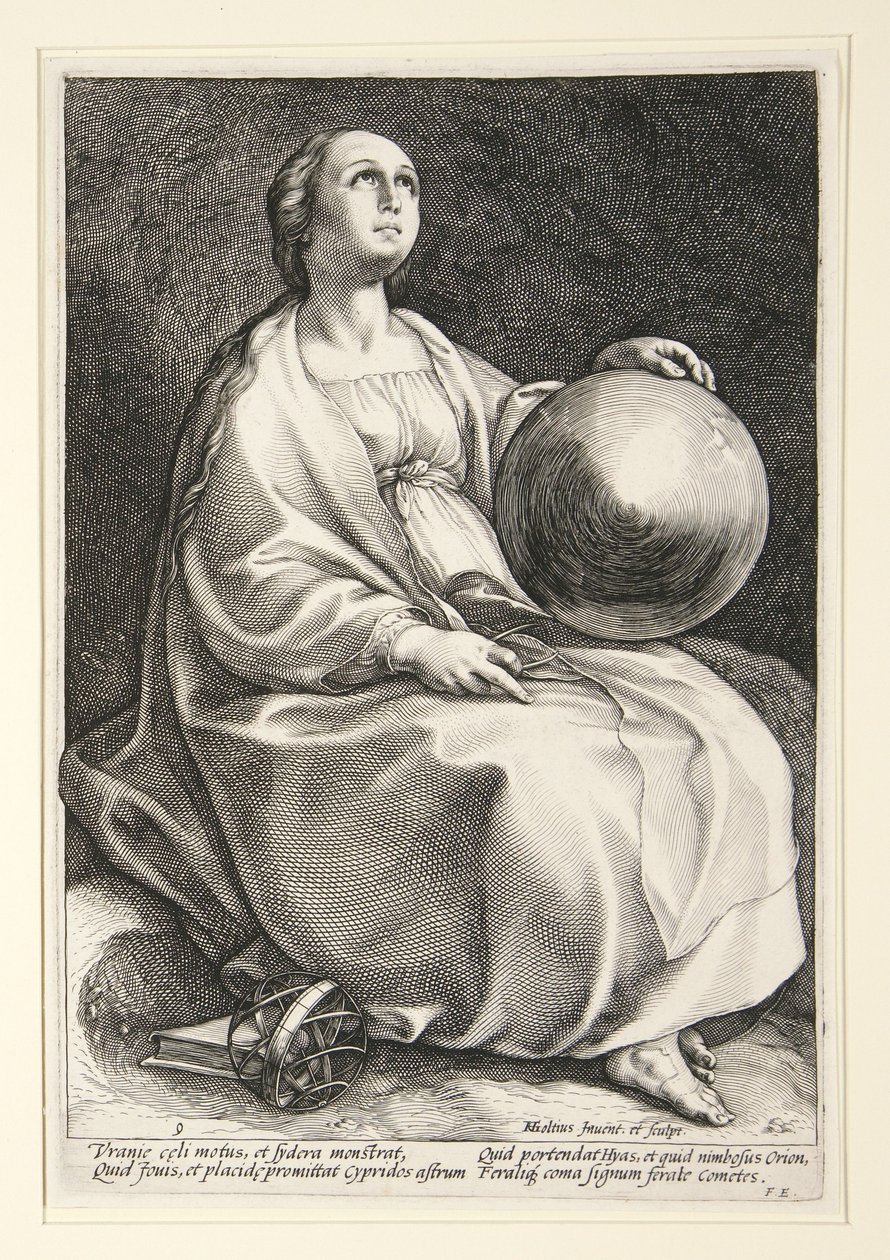 Urania, sarjan ”Yhdeksän muusa” 9. kuva tekijältä Hendrick Goltzius