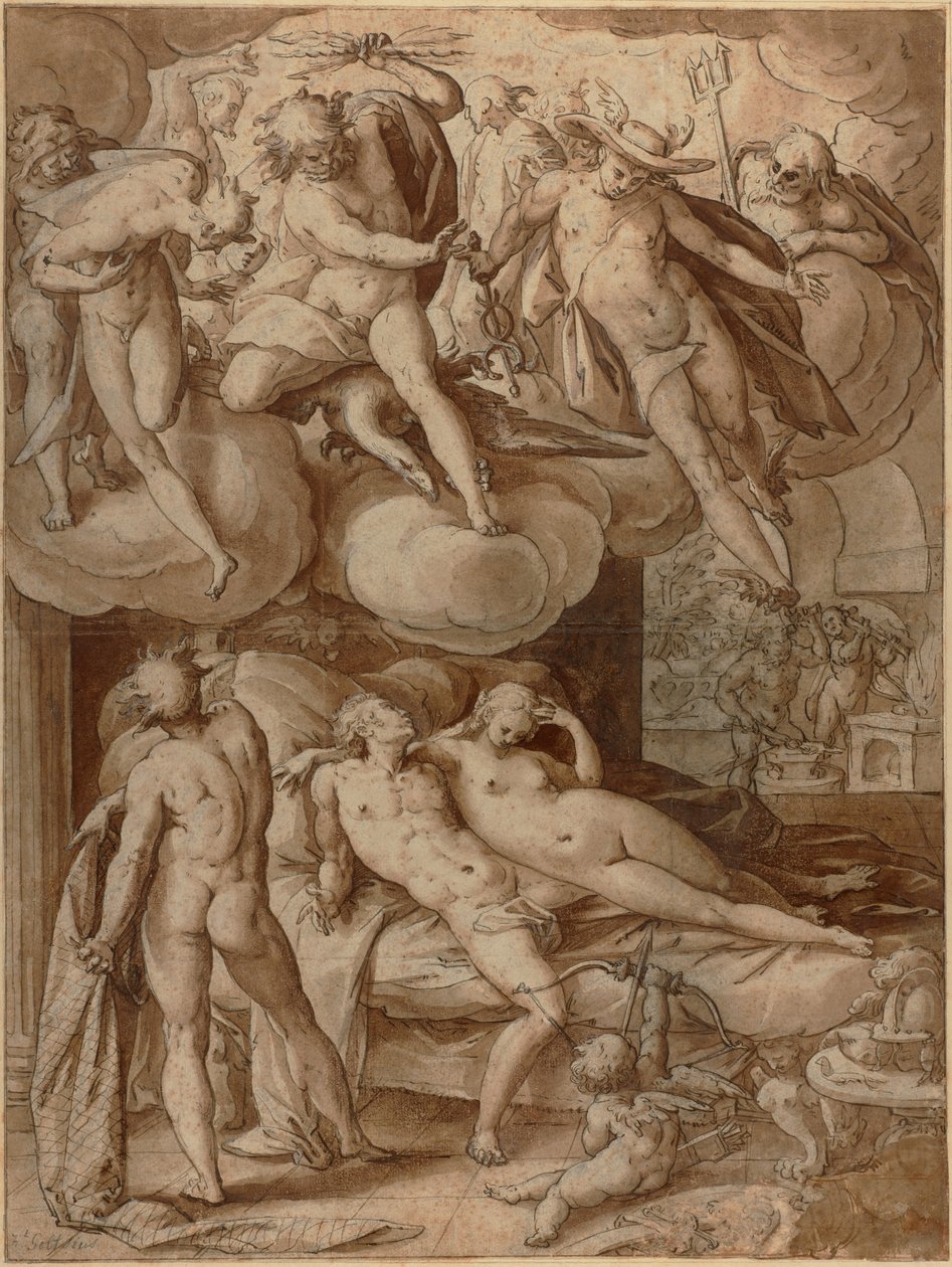 Vulcanus yllättää Venuksen ja Marsin tekijältä Hendrick Goltzius