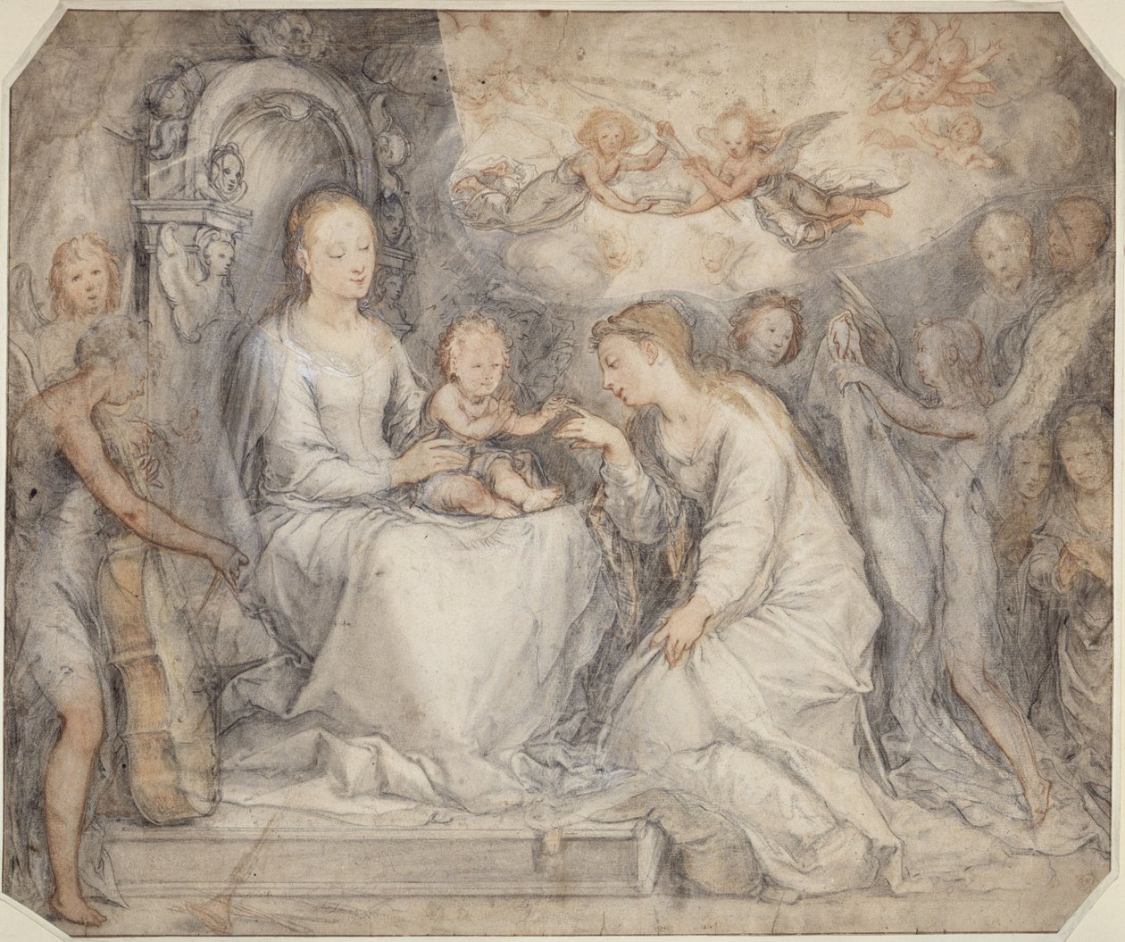 Pyhän Katariinan mystinen avioliitto tekijältä Hendrick Goltzius