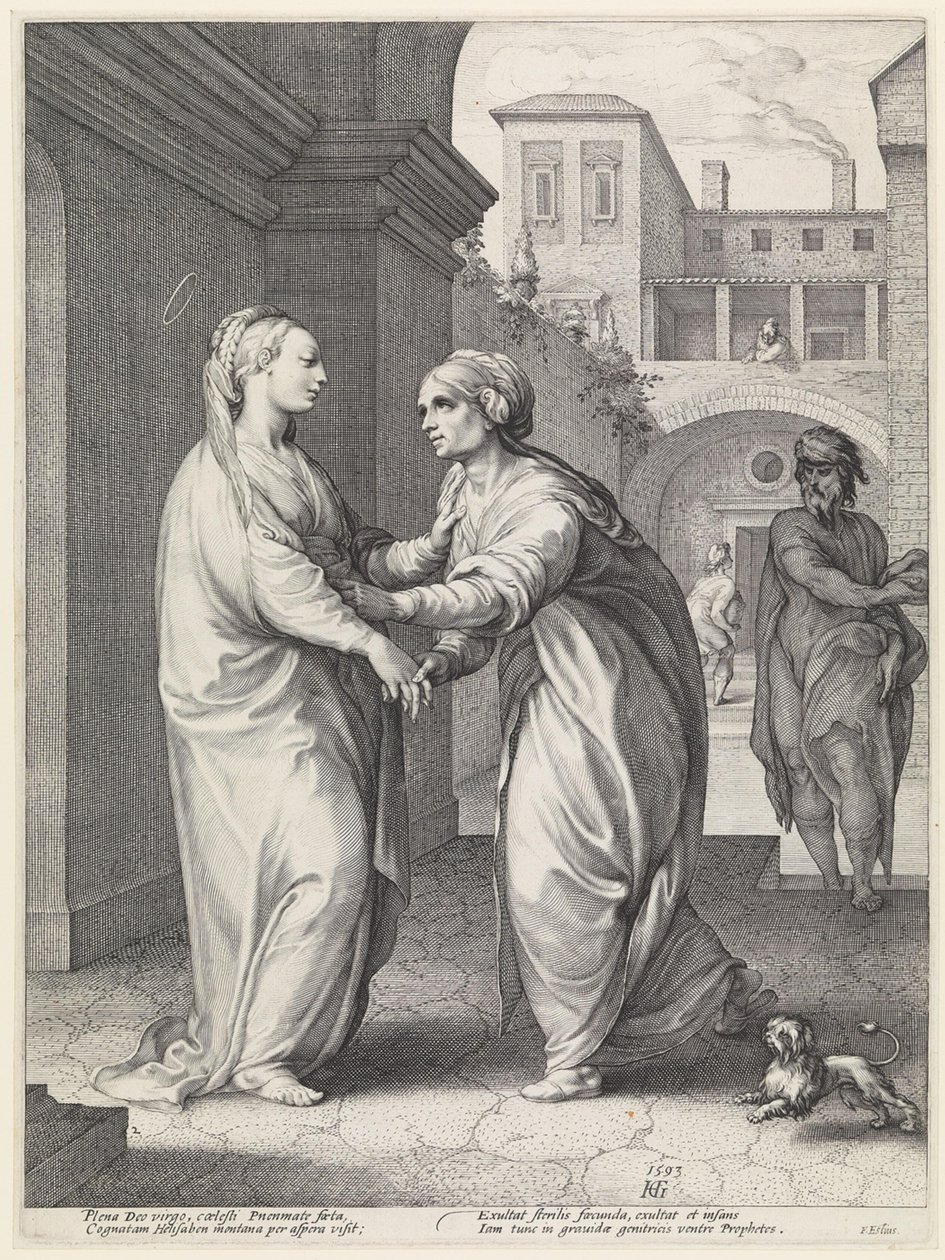 Vierailu, Maria ja hänen serkkunsa Elisabet tekijältä Hendrick Goltzius